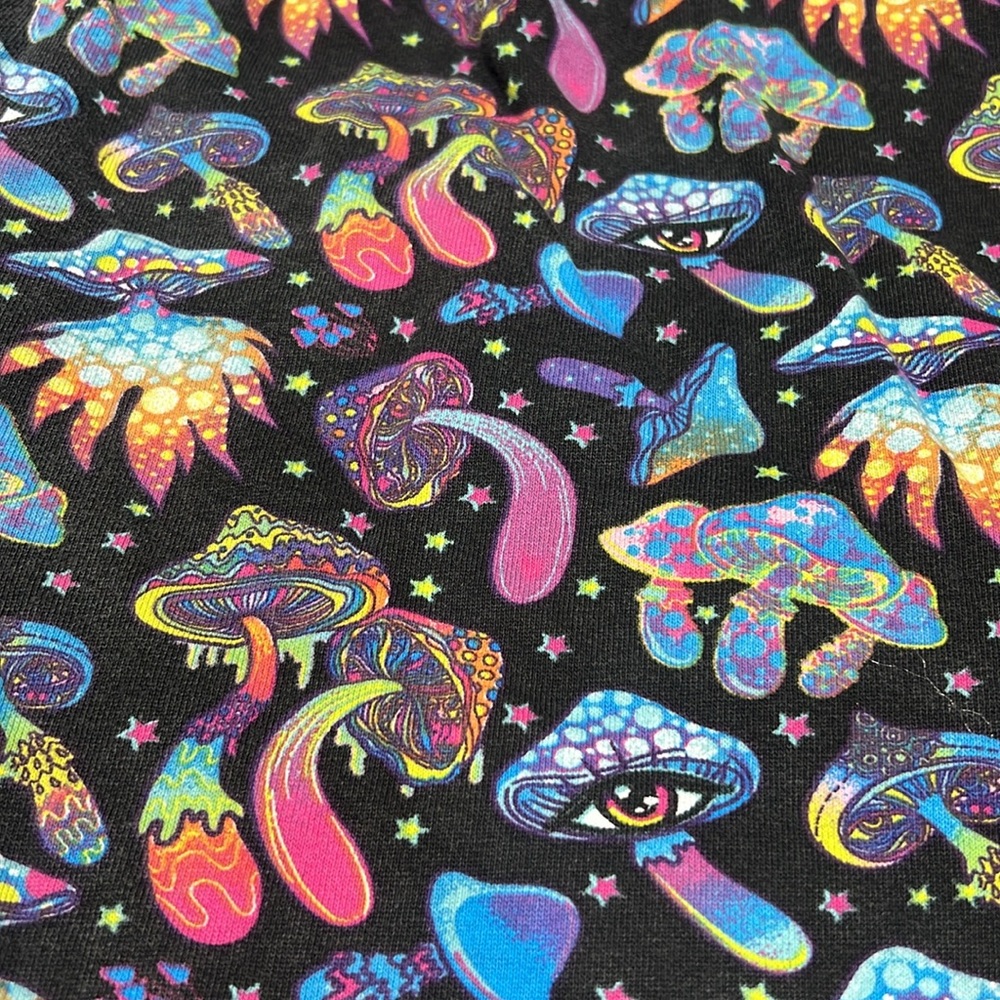 Women's Black Galaxy Mushroom Print Jogger Pants - Picture 3 of 7